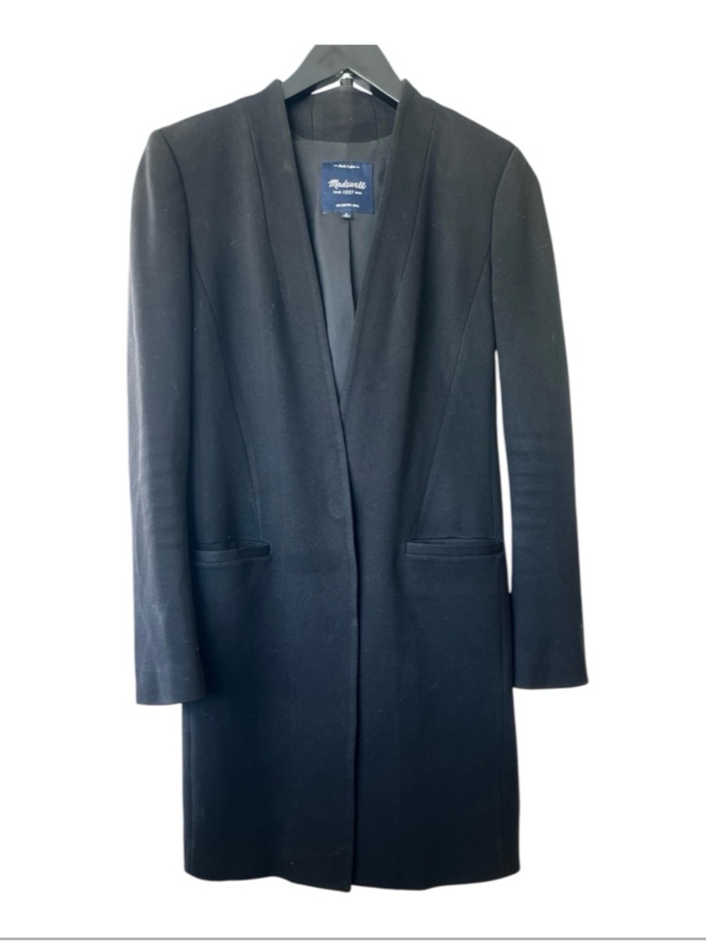 Madewell Black Tailored Long Trench Coat Size 6